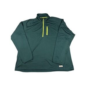 Orvis Quarter Zip Pullover Men XXL 2XL Green Grid Chest Pocket Horseshoe Hills